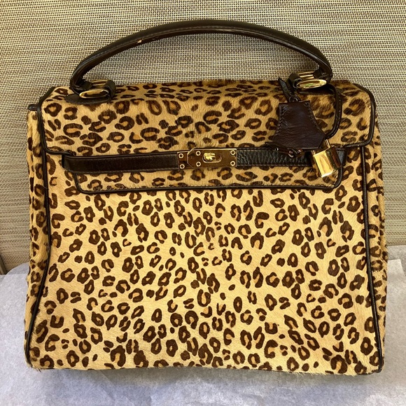 The Find Animal Print Kelly Cowhide Leather Bag - Picture 1 of 13